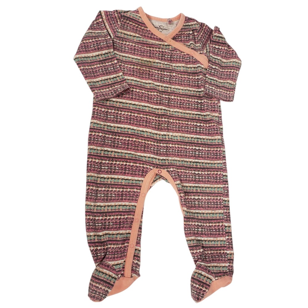 Jessica Simpson Baby Girlโ Footed Sleeper Pajamas 6/9M Pink Striped